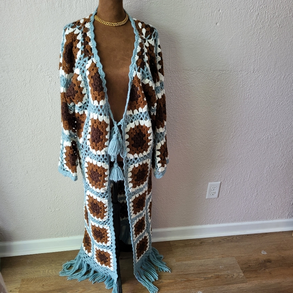 Crochet Granny Square Cardigan Duster